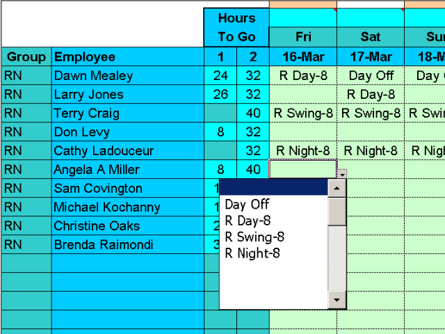 Click to view Easy Shift Scheduler for Excel 3.14 screenshot